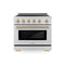 ZLINE Autograph Edition 36-Inch, 5.2 Cu. Ft. Paramount Induction Range with 5 Element Cooktop and Electric Convection Oven in Satin Stainless Steel with Champagne Bronze Accents (SINRSZ-36-CB)