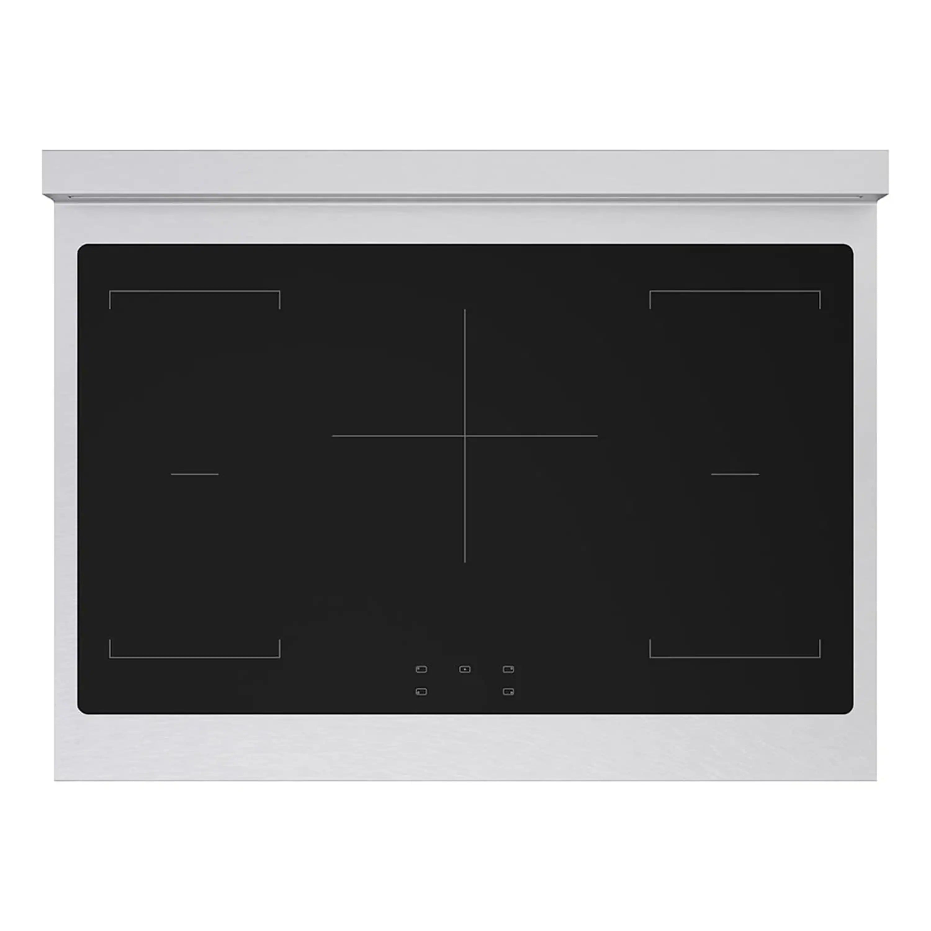 Built-in induction cooktop with glass control panel and four corner touch zones