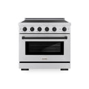 ZLINE Autograph Edition 36-Inch 5.2 Cu. Ft. Paramount Induction Range with 5 Element Cooktop and Electric Convection Oven in Satin Stainless Steel with Matte Black Accents (SINRSZ-36-MB)