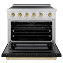 ZLINE Autograph Edition 36-Inch 5.2 Cu. Ft. Paramount Induction Range with 5 Element Cooktop and Electric Convection Oven in Satin Stainless Steel with Black Matte Door and Champagne Bronze Accents (SINRSZ-BLM36-CB)
