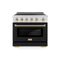 ZLINE Autograph Edition 36-Inch 5.2 Cu. Ft. Paramount Induction Range with 5 Element Cooktop and Electric Convection Oven in Satin Stainless Steel with Black Matte Door and Champagne Bronze Accents (SINRSZ-BLM36-CB)