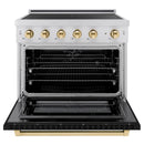 ZLINE Autograph Edition 36-Inch 5.2 Cu. Ft. Paramount Induction Range with 5 Element Cooktop and Electric Convection Oven in Satin Stainless Steel with Black Matte Door and Polished Gold Accents (SINRSZ-BLM36-G)
