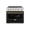 ZLINE Autograph Edition 36-Inch 5.2 Cu. Ft. Paramount Induction Range with 5 Element Cooktop and Electric Convection Oven in Satin Stainless Steel with Black Matte Door and Polished Gold Accents (SINRSZ-BLM36-G)