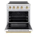 ZLINE Autograph Edition 30-Inch 4.2 Cu. Ft. Paramount Induction Range with 4 Element Cooktop and Electric Convection Oven in Satin Stainless Steel with White Matte Door and Champagne Bronze Accents (SINRSZ-WM-30-CB)