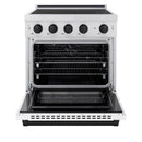 ZLINE Autograph Edition 30-Inch 4.2 cu. ft. Paramount Induction Range with 4 Element Cooktop and Electric Convection Oven in Satin Stainless Steel with White Matte Door and Matte Black Accents (SINRSZ-WM-30-MB)