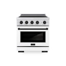 ZLINE Autograph Edition 30-Inch 4.2 cu. ft. Paramount Induction Range with 4 Element Cooktop and Electric Convection Oven in Satin Stainless Steel with White Matte Door and Matte Black Accents (SINRSZ-WM-30-MB)