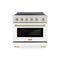 ZLINE Autograph Edition 36-Inch 5.2 Cu. Ft. Paramount Induction Range with 5 Element Cooktop and Electric Convection Oven in Satin Stainless Steel with White Matte Door and Champagne Bronze Accents (SINRSZ-WM-36-CB)