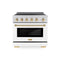ZLINE Autograph Edition 36-Inch 5.2 Cu. Ft. Paramount Induction Range with 5 Element Cooktop and Electric Convection Oven in Satin Stainless Steel with White Matte Door and Polished Gold Accents (SINRSZ-WM-36-G)
