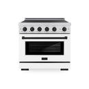 ZLINE Autograph Edition 36-Inch 5.2 Cu. Ft. Paramount Induction Range with 5 Element Cooktop and Electric Convection Oven in Satin Stainless Steel with White Matte Door and Matte Black Accents (SINRSZ-WM-36-MB)