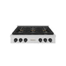 ZLINE Autograph Edition 36-Inch Paramount Gas Rangetop with 6 Burner DuoPro™ Cooktop in Satin Stainless Steel and Matte Black Accents (PSRTSZ-36-MB)