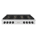 ZLINE Autograph Edition 48-Inch Paramount Gas Rangetop with 8 Burner DuoPro™ Cooktop in Satin Stainless Steel and Matte Black Accents (PSRTSZ-48-MB)