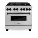ZLINE Legacy Series Autograph Edition 36-inch Dual Fuel Range with Gas Stove and 4.6 Cu. Ft. Electric Oven in Stainless Steel with Matte Black Accents (RAZ-36-MB)