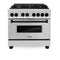 ZLINE Legacy Series Autograph Edition 36-inch Dual Fuel Range with Gas Stove and 4.6 Cu. Ft. Electric Oven in Stainless Steel with Matte Black Accents (RAZ-36-MB)