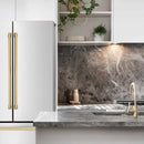 ZLINE 4-Piece Appliance Package - 36-Inch Dual Fuel Range, Hood, Refrigerator, and Dishwasher in Stainless Steel with Gold Accents