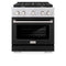 ZLINE 30-Inch 4.2 cu. ft. Paramount Dual Fuel Range with 4 Burner Gas Cooktop and Electric Convection Oven in Stainless Steel with Black Matte Door (SDR-BLM-30)