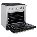 ZLINE 30-Inch 4.2 cu. ft. Paramount Dual Fuel Range with 4 Burner Gas Cooktop and Electric Convection Oven in Stainless Steel with Black Matte Door (SDR-BLM-30)