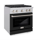 ZLINE 30-Inch 4.2 cu. ft. Paramount Dual Fuel Range with 4 Burner Gas Cooktop and Electric Convection Oven in Stainless Steel with Black Matte Door (SDR-BLM-30)