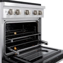 ZLINE 30-Inch 4.2 cu. ft. Paramount Dual Fuel Range with 4 Burner Gas Cooktop and Electric Convection Oven in Stainless Steel with Black Matte Door (SDR-BLM-30)
