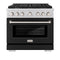 ZLINE 36-Inch 5.2 cu. ft. Paramount Dual Fuel Range with 6 Burner Gas Cooktop and Electric Convection Oven in Stainless Steel with Black Matte Door (SDR-BLM-36)