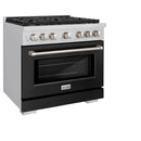 ZLINE 36-Inch 5.2 cu. ft. Paramount Dual Fuel Range with 6 Burner Gas Cooktop and Electric Convection Oven in Stainless Steel with Black Matte Door (SDR-BLM-36)