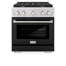 ZLINE 2-Piece Appliance Package - 30-inch Gas Range with Black Matte Door and Convertible Vent Range Hood in Stainless Steel (2KP-SGRBLMRH30)
