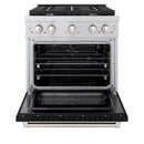ZLINE 2-Piece Appliance Package - 30-inch Gas Range with Black Matte Door and Convertible Vent Range Hood in Stainless Steel (2KP-SGRBLMRH30)