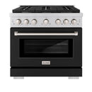 ZLINE 36-Inch Paramount Gas Range with 6 Burner Cooktop and 5.2 cu. ft. Convection Gas Oven in Stainless Steel with Black Matte Door (SGR-BLM-36)