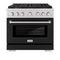ZLINE 36-Inch 5.2 cu. ft. 6 Burner Gas Range with Convection Gas Oven in Stainless Steel with Black Matte Door (SGR-BLM-36)