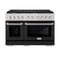 ZLINE 48-Inch Gas Range with 8 Gas Burners and 6.7 cu. ft. Gas Double Oven in Stainless Steel with Black Matte Doors (SGR-BLM-48)