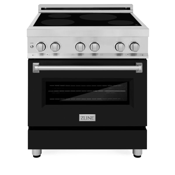 ZLINE 30-Inch 4.0 cu. ft. Induction Range with a 4 Element Stove and Electric Oven in Stainless Steel with Black Matte Door (RAIND-BLM-30)