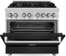 ZLINE 36-inch Legacy Series Dual Fuel Range with Black Matte Door (RA-BLM-36)
