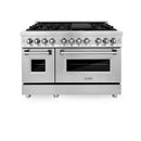 ZLINE 5-Piece Appliance Package - 48-Inch Dual Fuel Range, Hood, Refrigerator with Water Dispenser, Dishwasher, and Microwave Drawer in Stainless Steel