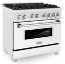 ZLINE 36-inch Legacy Series Dual Fuel Range in Fingerprint Resistant Satin Stainless Steel with White Matte Door (RAS-WM-36)