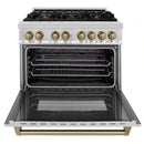 ZLINE Legacy Series Autograph Edition 36-inch Dual Fuel Range with Gas Stove and 4.6 Cu. Ft. Electric Oven in Stainless Steel with Champagne Bronze Accents (RAZ-36-CB)