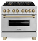ZLINE Legacy Series Autograph Edition 36-inch Dual Fuel Range with Gas Stove and 4.6 Cu. Ft. Electric Oven in Stainless Steel with Champagne Bronze Accents (RAZ-36-CB)