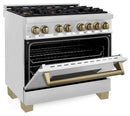 ZLINE Legacy Series Autograph Edition 36-inch Dual Fuel Range with Gas Stove and 4.6 Cu. Ft. Electric Oven in Stainless Steel with Champagne Bronze Accents (RAZ-36-CB)