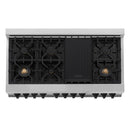 ZLINE 4-Piece Appliance Package - 48-Inch Legacy Autograph Dual Fuel Range, Wall Mount Range Hood, 36-Inch French Door Refrigerator, Dishwasher, in Stainless Steel with Matte Black Accents