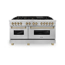 ZLINE Legacy Series Autograph Edition 60-inch Dual Fuel Range with Gas Stove and 7.4 Cu. Ft. Electric Oven in Stainless Steel with Champagne Bronze Accents (RAZ-60-CB)