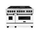 ZLINE Legacy Series Autograph Edition 48-inch Dual Fuel Range with Gas Stove and 6.0 Cu. Ft. Electric Oven in Stainless Steel with White Matte Door and Matte Black Accents (RAZ-WM-48-MB)