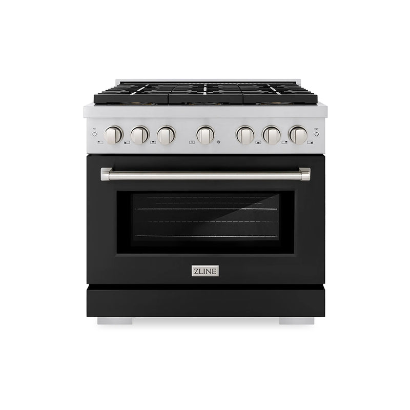 ZLINE 36-Inch 5.2 cu. ft. Paramount Dual Fuel Range with 6 Burner DuoPro™ Cooktop and Electric Convection Oven with Black Matte Door (PSDR-BLM-36)