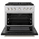 ZLINE 36-Inch 5.2 cu. ft. Paramount Dual Fuel Range with 6 Burner DuoPro™ Cooktop and Electric Convection Oven with Black Matte Door (PSDR-BLM-36)