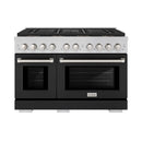 ZLINE 48-Inch 6.7 cu. ft. Paramount Dual Fuel Range with 8 Burner DuoPro™ Cooktop and Dual Ovens with Black Matte Doors (PSDR-BLM-48)