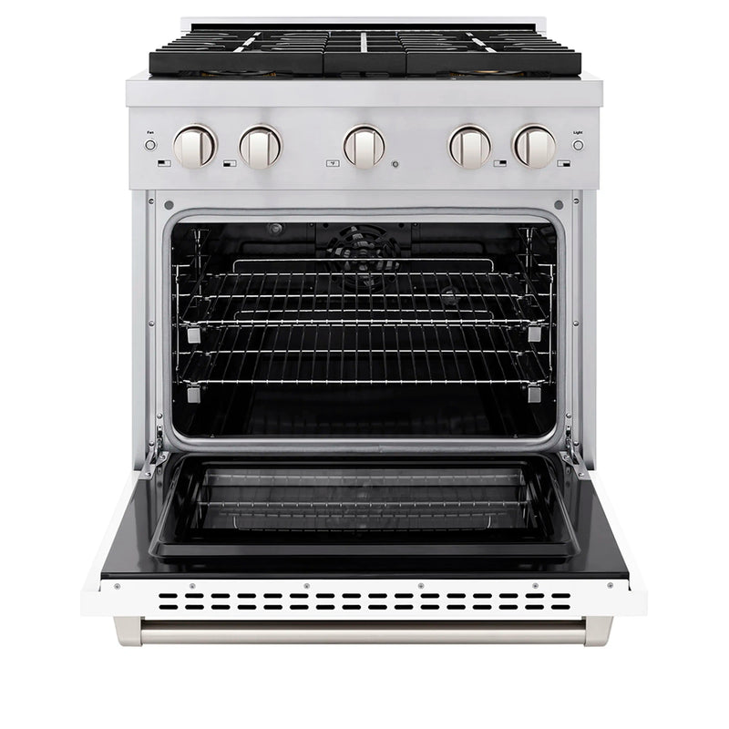 ZLINE 30-Inch 4.2 cu. ft. Paramount Dual Fuel Range with 4 Burner DuoPro™ Cooktop and Electric Convection Oven with White Matte Door (PSDR-WM-30)