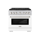ZLINE 36-Inch 5.2 cu. ft. Paramount Dual Fuel Range with 6 Burner DuoPro™ Cooktop and Electric Convection Oven with White Matte Door (PSDR-WM-36)
