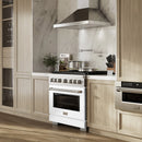 ZLINE 36-Inch 5.2 cu. ft. Paramount Dual Fuel Range with 6 Burner DuoPro™ Cooktop and Electric Convection Oven with White Matte Door (PSDR-WM-36)