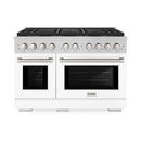 ZLINE 48-Inch 6.7 cu. ft. Paramount Dual Fuel Range with 8 Burner DuoPro™ Cooktop and Dual Ovens with White Matte Doors (PSDR-WM-48)