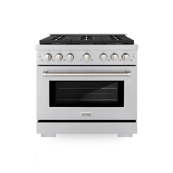 ZLINE 36-Inch 5.2 cu. ft. Paramount Dual Fuel Range with 6 Burner DuoPro™ Cooktop and Electric Convection Oven in Stainless Steel (PSDR36)