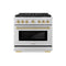 ZLINE Autograph Edition 36-Inch 5.2 cu. ft. Paramount Dual Fuel Range with 6 Burner DuoPro™ Cooktop and Electric Convection Oven in Stainless Steel and Champagne Bronze Accents (PSDRZ-36-CB)
