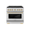 ZLINE Autograph Edition 36-Inch 5.2 cu. ft. Paramount Dual Fuel Range with 6 Burner DuoPro™ Cooktop and Electric Convection Oven in Stainless Steel and Polished Gold Accents (PSDRZ-36-G)