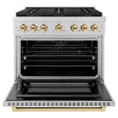 ZLINE Autograph Edition 36-Inch 5.2 cu. ft. Paramount Dual Fuel Range with 6 Burner DuoPro™ Cooktop and Electric Convection Oven in Stainless Steel and Polished Gold Accents (PSDRZ-36-G)